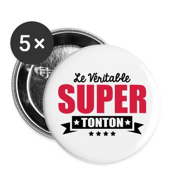 le véritable super tonton - Lot de 5 grands badges (56 mm) - blanc - Devant