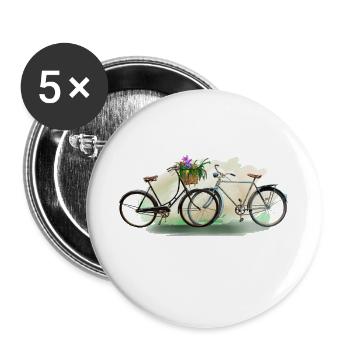 Bicycles love - Lot de 5 grands badges (56 mm) - blanc - Devant