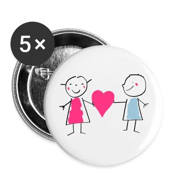 Love / Amour / Liebe Valentine's Day Valentinstag - Buttons large 2.2''/56 mm (5-pack) - white - Front