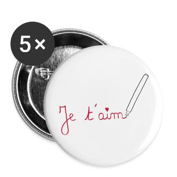 Love / Amour / Liebe Valentine's Day Valentinstag - Buttons large 2.2''/56 mm (5-pack) - white - Front