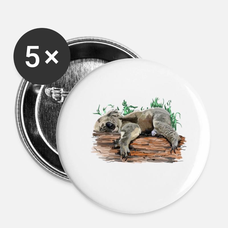 Koala - Buttons groß 56 mm (5er Pack) - Weiß