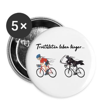 Triathlon triathletes live longer! - Buttons large 2.2''/56 mm (5-pack) - white - Front