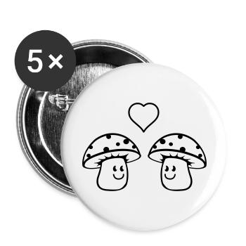 pilze_in_love_1 - Buttons large 2.2''/56 mm (5-pack) - white - Front