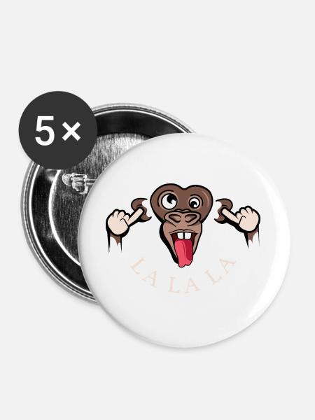 funny monkey lalala symbol illustration tongue - Buttons large 2.2''/56 mm (5-pack) - white