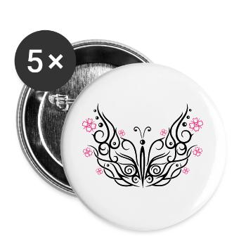 Butterfly with cherry blossoms - Buttons large 2.2''/56 mm (5-pack) - white - Front