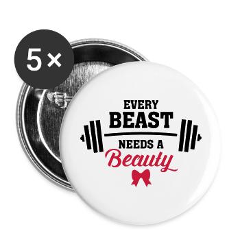 Beauty - Beast (Part 2) - Buttons large 2.2''/56 mm (5-pack) - white - Front