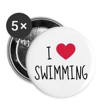 Natation / Nageur / Nageuse / Nager - Lot de 5 grands badges (56 mm) - blanc - Devant