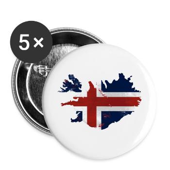 Iceland Flag Map - Buttons groß 56 mm (5er Pack) - Weiß - Vorne
