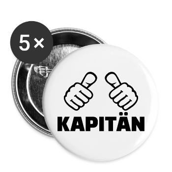 Kapitän - Buttons groß 56 mm (5er Pack) - Weiß - Vorne