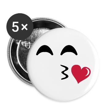kiss_face_02 - Buttons large 2.2''/56 mm (5-pack) - white - Front