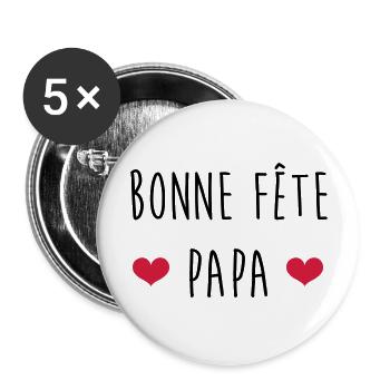 Papa Fête des Pères Naissance Bébé Anniversaire - Lot de 5 grands badges (56 mm) - blanc - Devant
