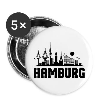 hamburg skyline stadt - Buttons groß 56 mm (5er Pack) - Weiß - Vorne