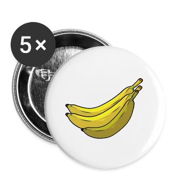 Obst Früchte Bananen Banane Vitamine Nahrung - Buttons groß 56 mm (5er Pack) - Weiß - Vorne