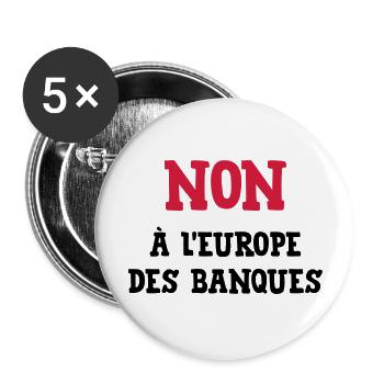 Syndicat Politique Banque Gauche Insoumis Peuple - Lot de 5 grands badges (56 mm) - blanc - Devant