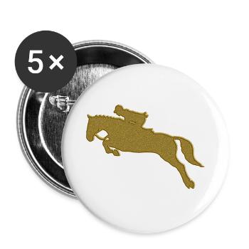 Gold Reiten - Buttons groß 56 mm (5er Pack) - Weiß - Vorne