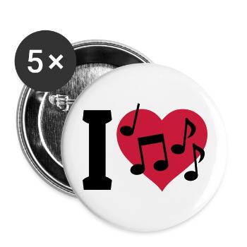 I love Music - Buttons groß 56 mm (5er Pack) - Weiß - Vorne