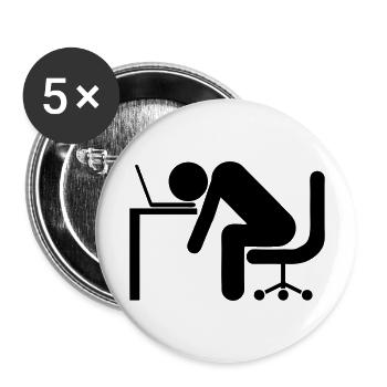 homme travail bureau chaise dort dormir - Lot de 5 grands badges (56 mm) - blanc - Devant