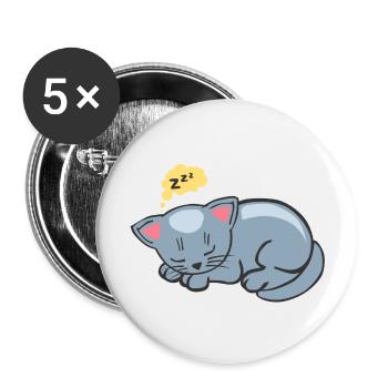 chat dort dormir ronron zzz dessin 2702 - Lot de 5 grands badges (56 mm) - blanc - Devant