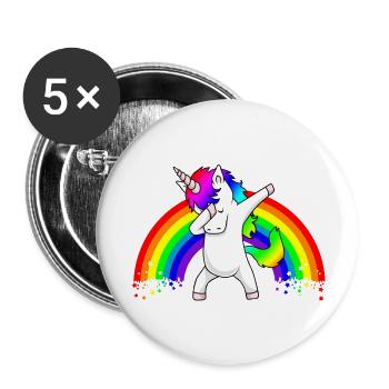 Dabbing Unicorn Regenbogen Dab Dance Einhorn Kind - Buttons large 2.2''/56 mm (5-pack) - white - Front
