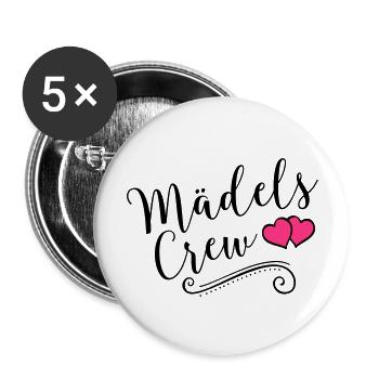 maedels crew heart - Buttons groß 56 mm (5er Pack) - Weiß - Vorne