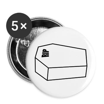 Geschlossener Sarg RIP Rest In Peace Beerdigung - Buttons groß 56 mm (5er Pack) - Weiß - Vorne