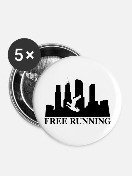 freerunning - Buttons groß 56 mm (5er Pack) - Weiß