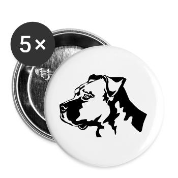 American Staffordshire Terrier Kopf - Buttons groß 56 mm (5er Pack) - Weiß - Vorne