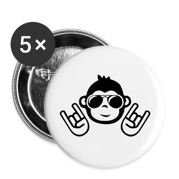 monkey cool party - Buttons groß 56 mm (5er Pack) - Weiß - Vorne