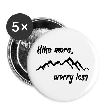 Montagnes et randonnées - Lot de 5 grands badges (56 mm) - blanc - Devant