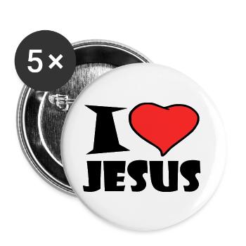 I Love Jesus - Buttons groß 56 mm (5er Pack) - Weiß - Vorne