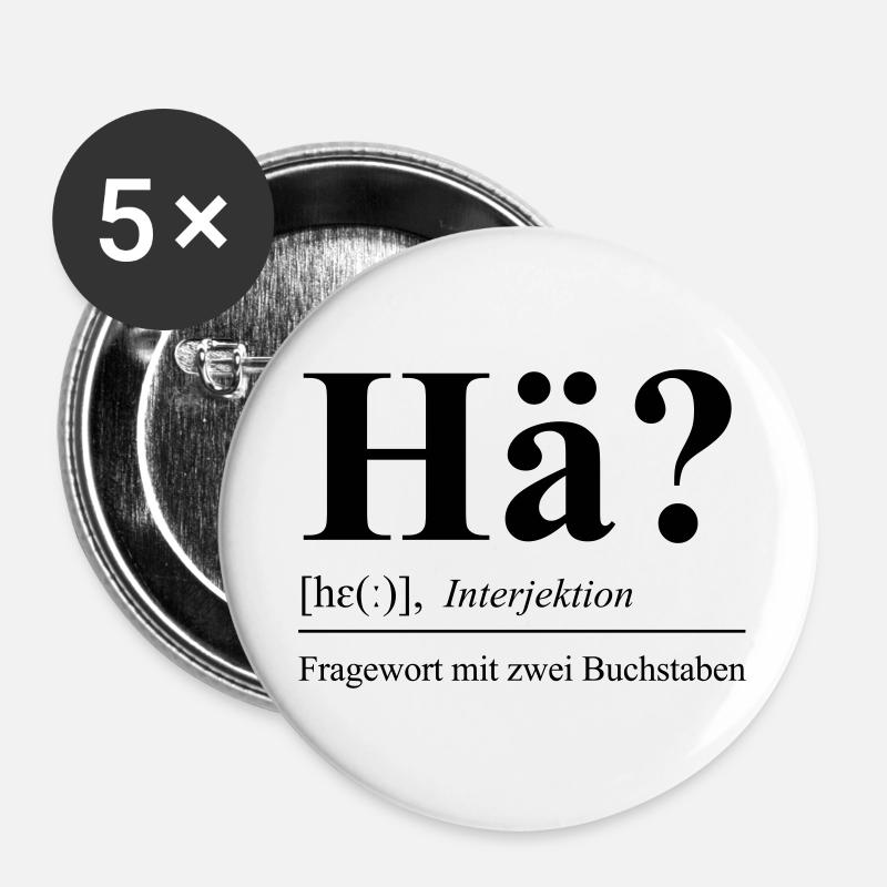 Hä? - Buttons groß 56 mm (5er Pack) - Weiß