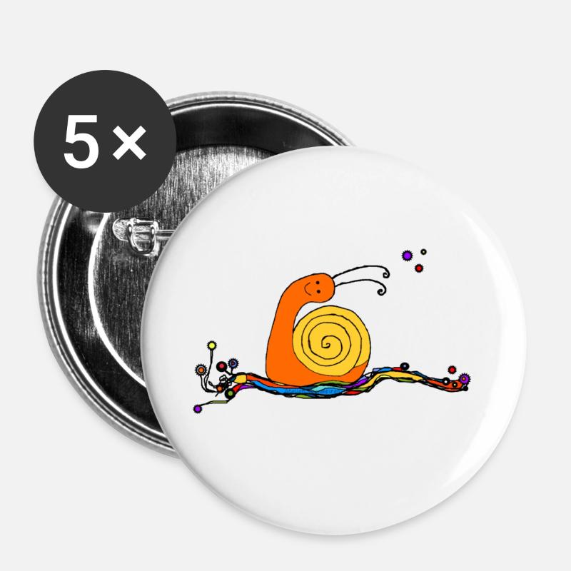 Snail... Today I'm putting out my feelers - Buttons large 2.2''/56 mm (5-pack) - white