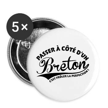 Breton Perfection - Lot de 5 grands badges (56 mm) - blanc - Devant