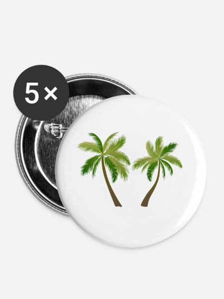 palm tree palm palms - Buttons large 2.2''/56 mm (5-pack) - white