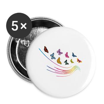 Flying butterflies wave - Buttons large 2.2''/56 mm (5-pack) - white - Front