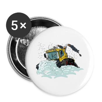 gelbe Schneeschaufel - Buttons groß 56 mm (5er Pack) - Weiß - Vorne