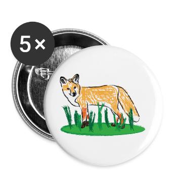 Rotfuchs / Red Fox Design I - Buttons groß 56 mm (5er Pack) - Weiß - Vorne