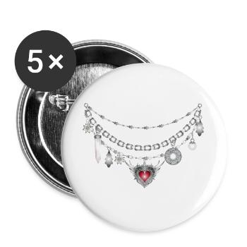 antique silver dirndl charivari with many followers - Buttons large 2.2''/56 mm (5-pack) - white - Front