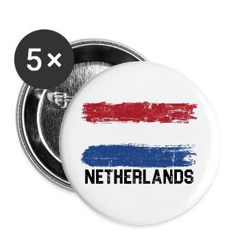 Pinselstrich-Trikolore-Flagge - Buttons groß 56 mm (5er Pack) - Weiß - Vorne