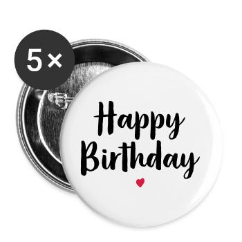 Happy birthday heart birthday gift - Buttons large 2.2''/56 mm (5-pack) - white - Front