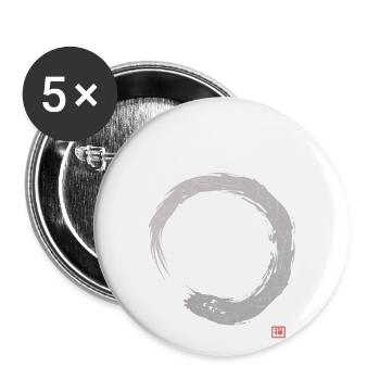 Kalligraphie Enso Kreis | Zen Buddhismus - Buttons groß 56 mm (5er Pack) - Weiß - Vorne