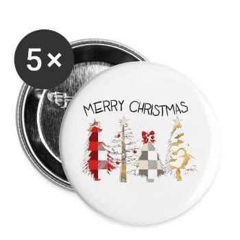 merry christmas merry christmas xmas - Buttons large 2.2''/56 mm (5-pack) - white - Front
