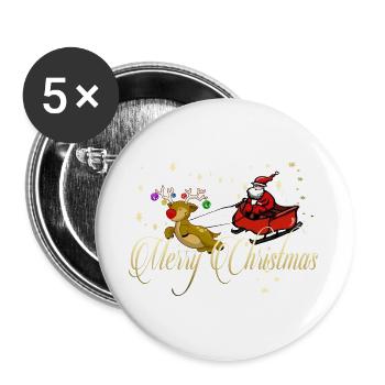 Merry Christmas - Buttons large 2.2''/56 mm (5-pack) - white - Front