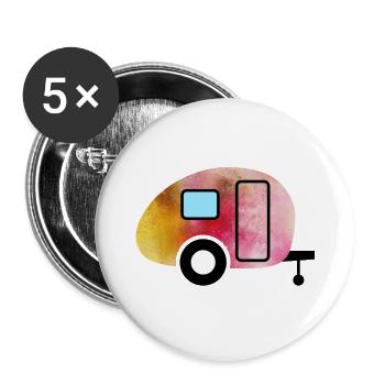 Caravan Watercolor Caravan Camping - Buttons large 2.2''/56 mm (5-pack) - white - Front