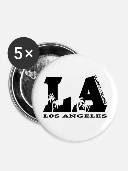 Los Angeles - Buttons groß 56 mm (5er Pack) - Weiß
