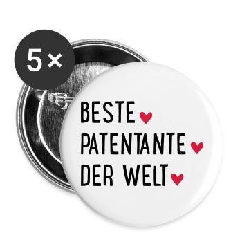Beste Patentante der Welt - Buttons groß 56 mm (5er Pack) - Weiß - Vorne