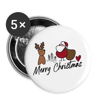 Noël - Lot de 5 grands badges (56 mm) - blanc - Devant