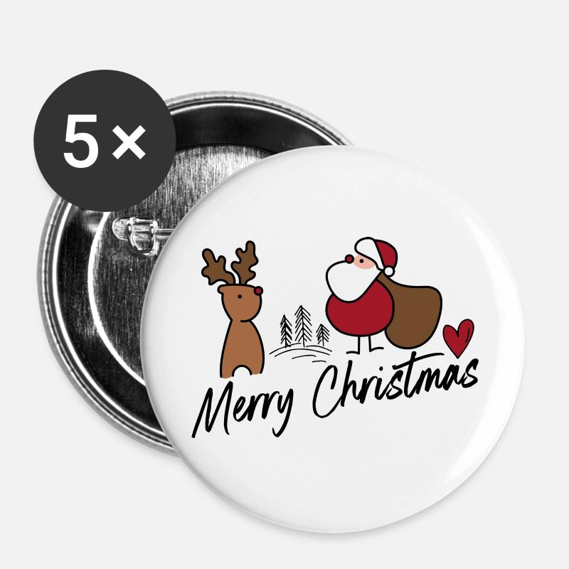 Weihnachten - Buttons groß 56 mm (5er Pack) - Weiß