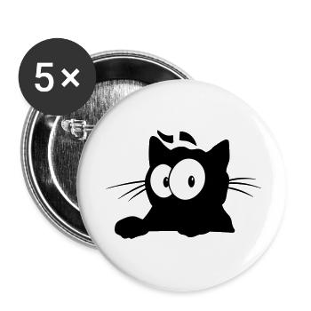 Black Cat 6 Katze - Buttons groß 56 mm (5er Pack) - Weiß - Vorne
