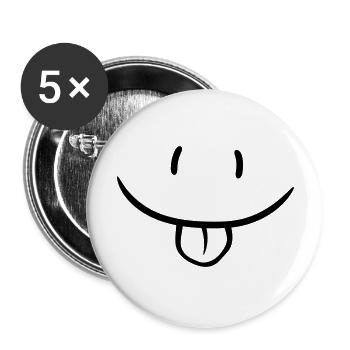 Comic Gesicht Frech - Buttons groß 56 mm (5er Pack) - Weiß - Vorne